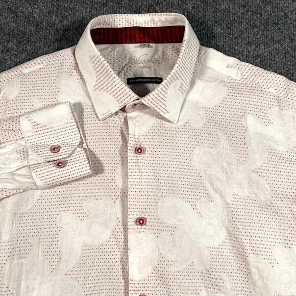 Visconti Uomo Mens XL Disco Button Shirt Paisley All Over Print 2 Ply Mercerized - Picture 1 of 8